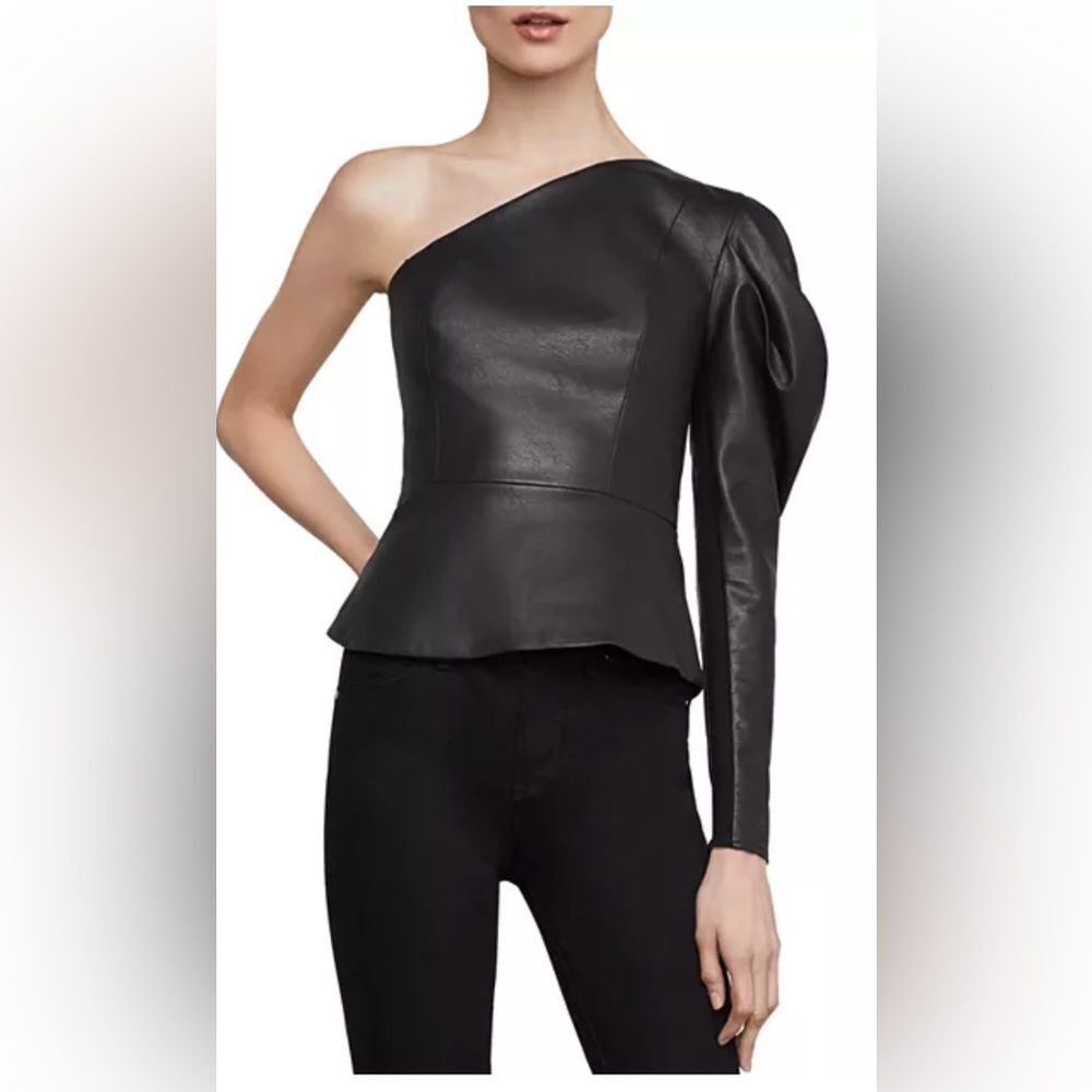 Bcbgmaxazria Elegant Black One Shoulder Top, Xxs ( Us2)